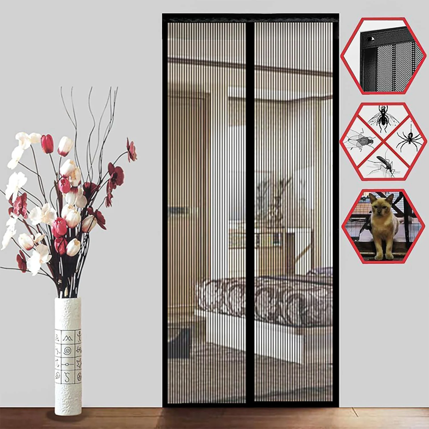 100x210CM Magnetic Door Curtain Net Door Anti Mosquito Insect Fly Bug Curtains Automatic Closing Door