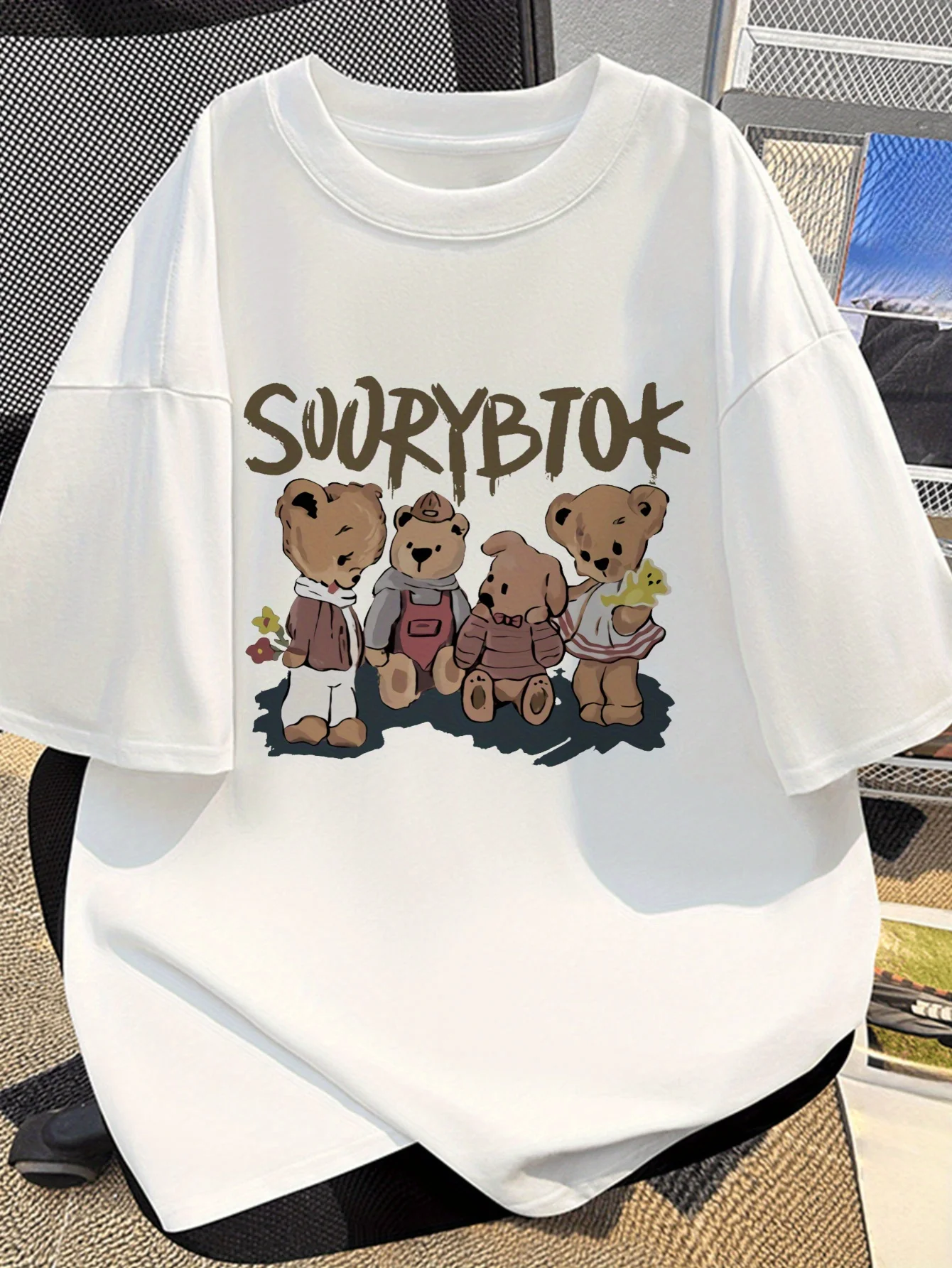 

Cute Teddy Bear Graphic Printing Summer Autumn Winter Cotton Casual Comfortable Men's and Women's T-shirt Short Sleeve Outdoor