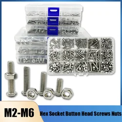 M2 M3 M4 M5 M6  Hex Button Socket Head Cap Bolt and Nut Set 304 Stainless Steel Hexagon Hex Socket Button Head Screw Assortment