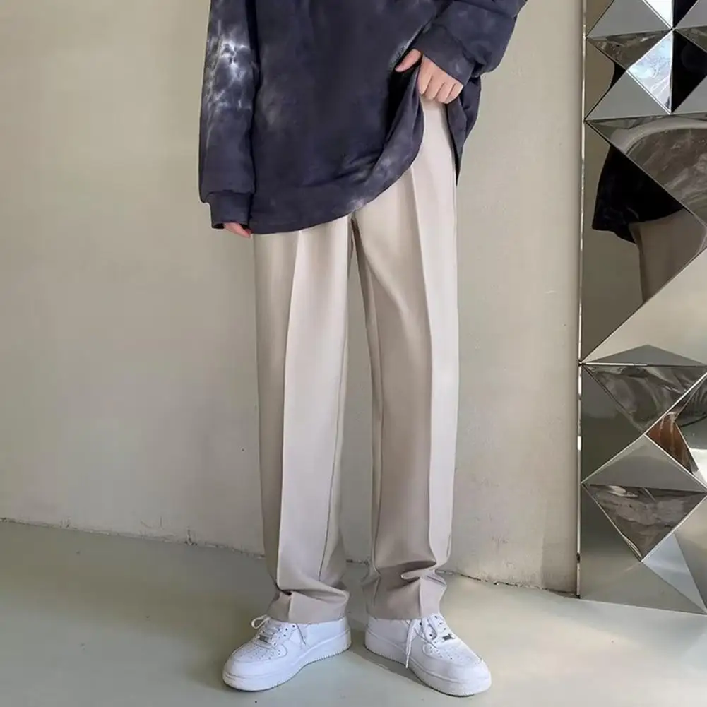 Мужские повседневные брюки Элегантные мужские костюмные брюки с застежкой-молнией на пуговицах Прямые брюки однотонные для официальных профессионалов