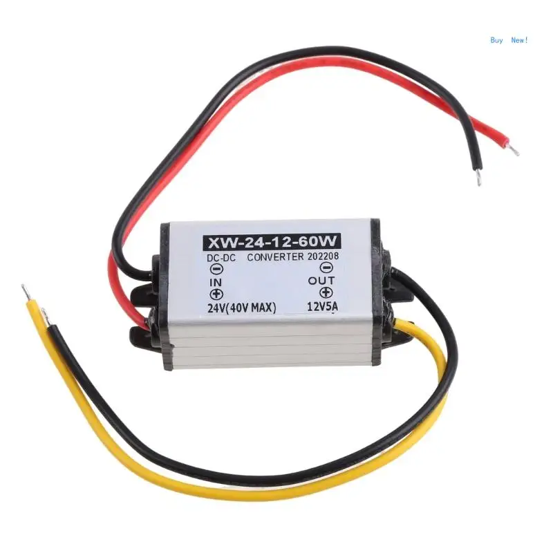 DC-DC Stabilizer, 24V to 12V Boost for Buck Converter 5A 60W Waterproof Auto Step Up Voltage Regulator 12V Volt Transfor