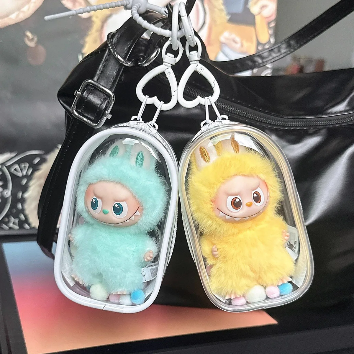 For Mini Labubu Protector Case Organizer Box for 10.5cm Labubu 4.0 The Monsters Pin for Love Series Outdoor Display Bag