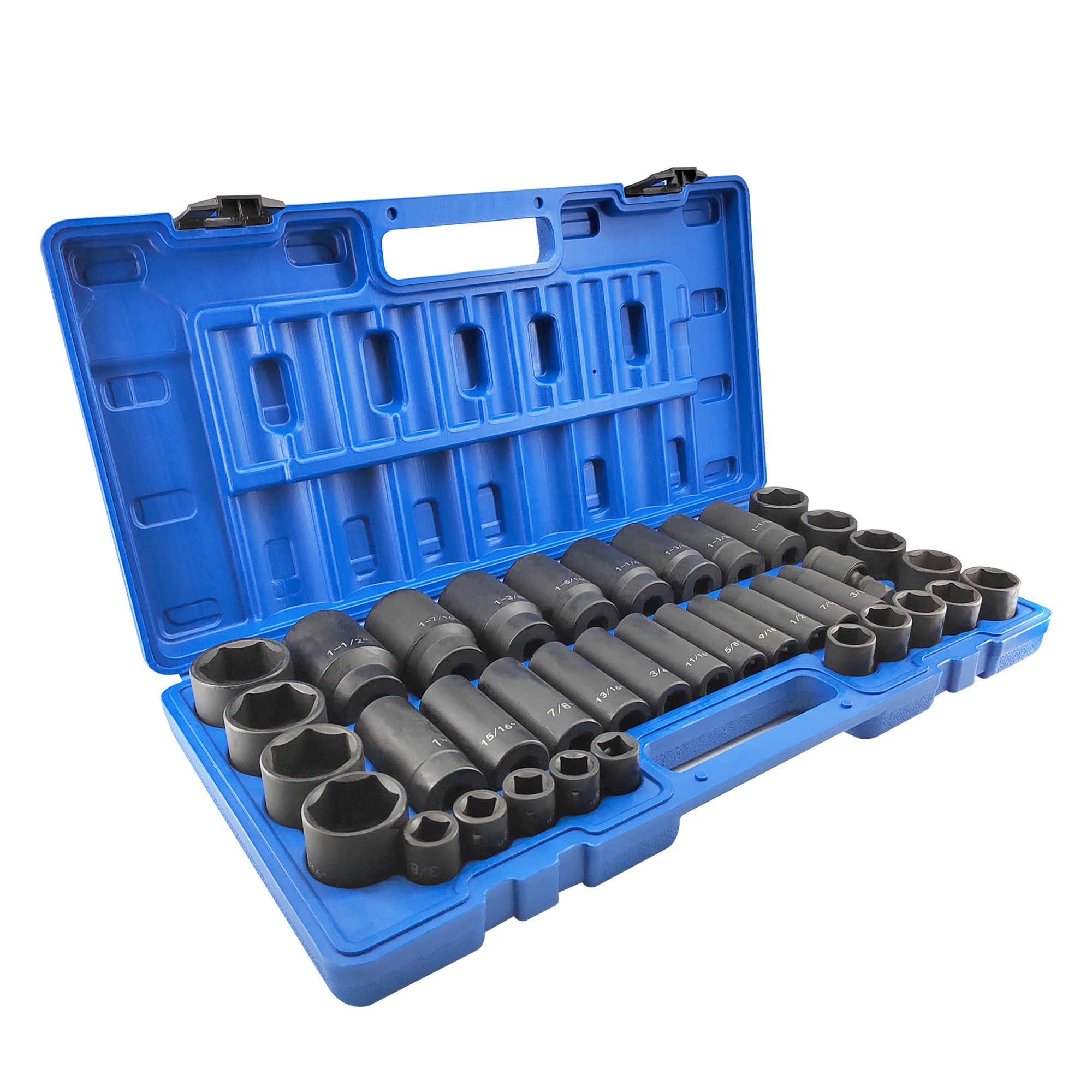 39PCS 1/2-Inch Drive Impact Socket Set, CR-V Steel Shallow & Deep Socket, SAE, 3/8