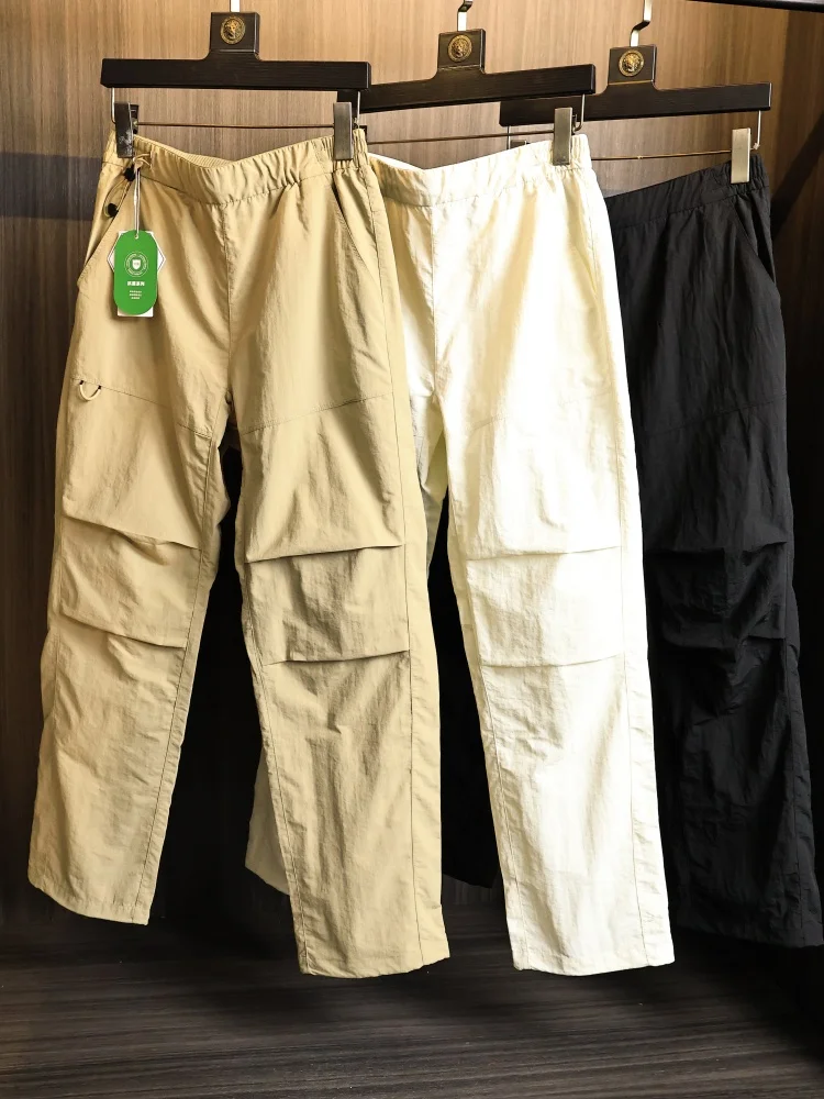 Men's Summer Lightweight Cool Feeling Casual Pants Straight Leg Breathable Waterproof Nylon Trousers for Daily Wear
