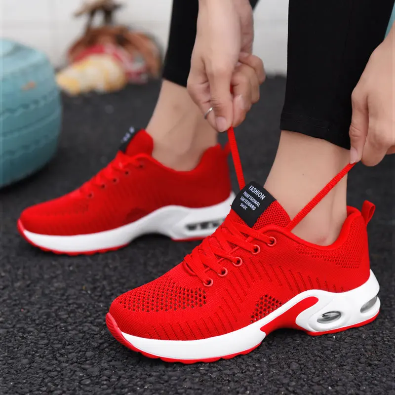 Ladies Trainers Casual Mesh Sneakers Pink Women Flat Shoes Lightweight Soft Sneaker Breathable Footwear Basket Shoe Plus Size 42