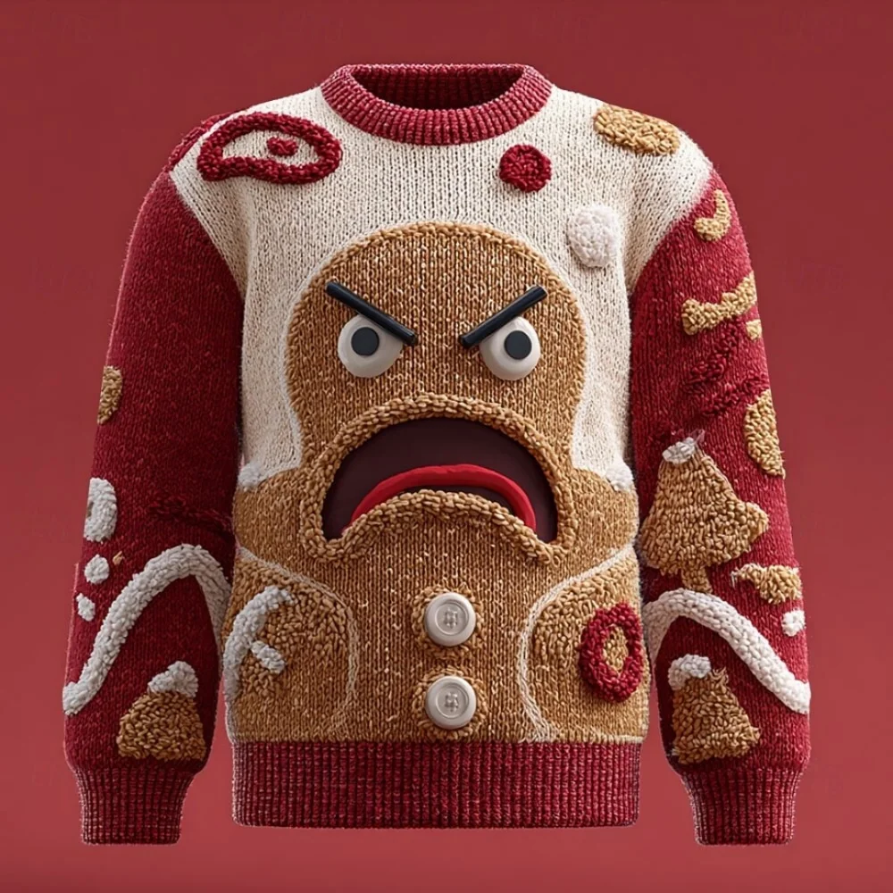 Ugly Christmas Sweater Warm Sweater for Man Sweater Fashion Crew Neck Knitted Long Sleeve Regular Tops Knit Christmas Sweater