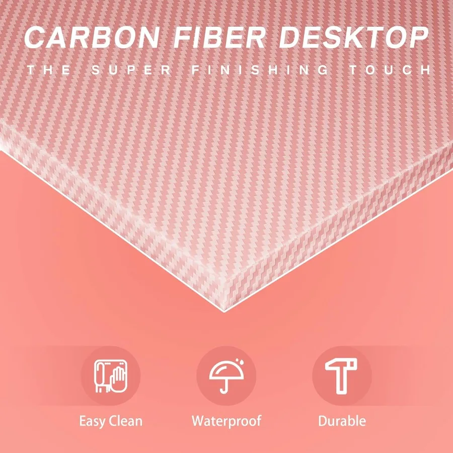 Pink L Shaped Gaming Desk with Large Monitor Stand for Home Office Study and Writing Workstation Spacious Corner Computer Table