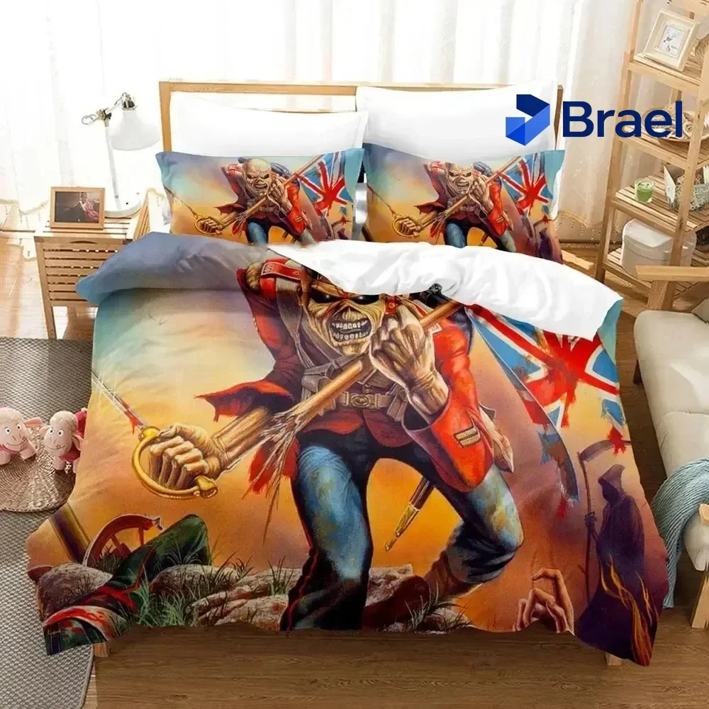 Exquisite Iron Heavy Metal Maidens Bedding Set Duvet Cover Bed Set Quilt Cover Pillowcase Comforter King Queen Size Boys Adult B