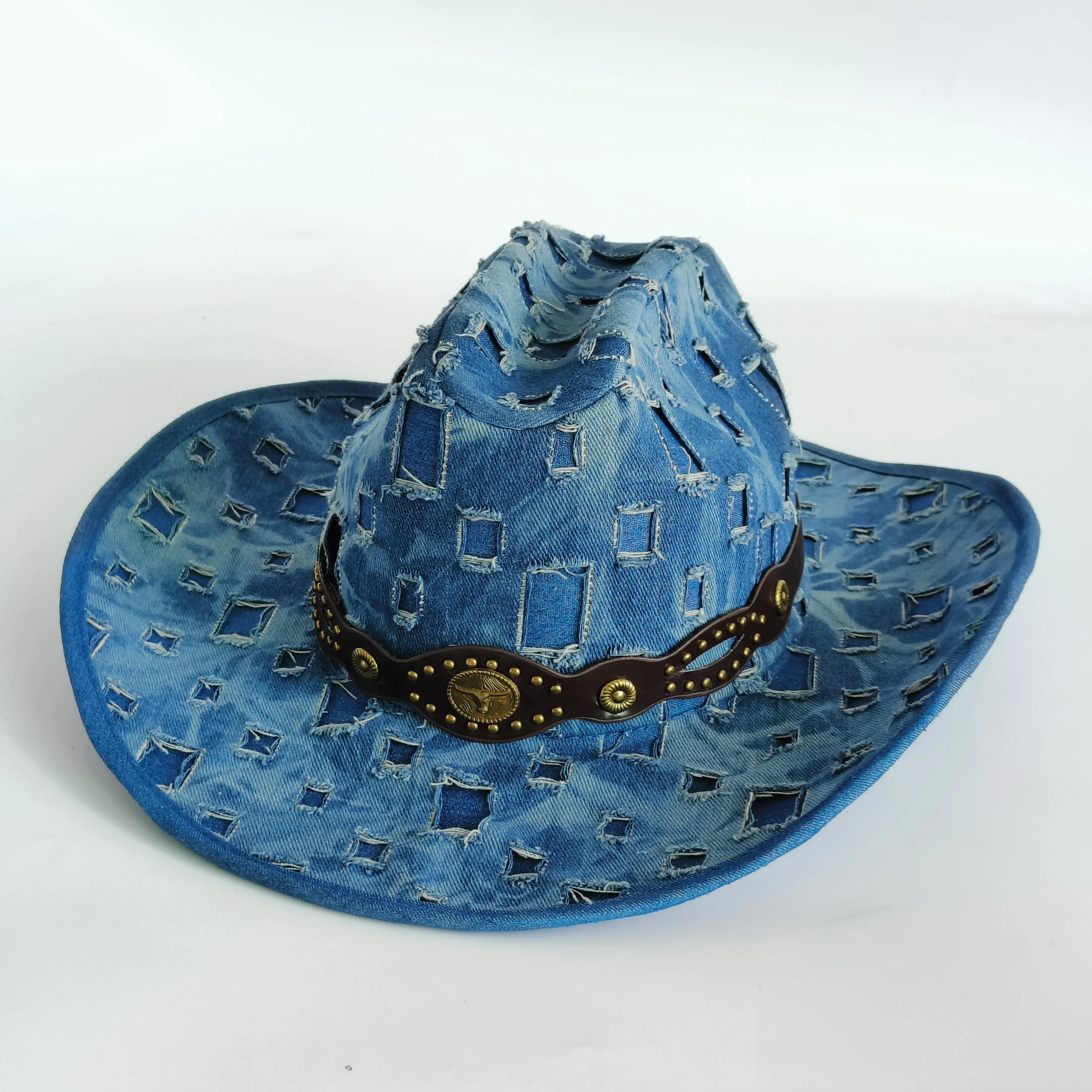 Sombrero de vaquero rasgado lavado para mujer, sombrero de lona para hombre, sombrero de vaquero unisex, sombrero de fiesta, sombrero vaquero dandy, gorras