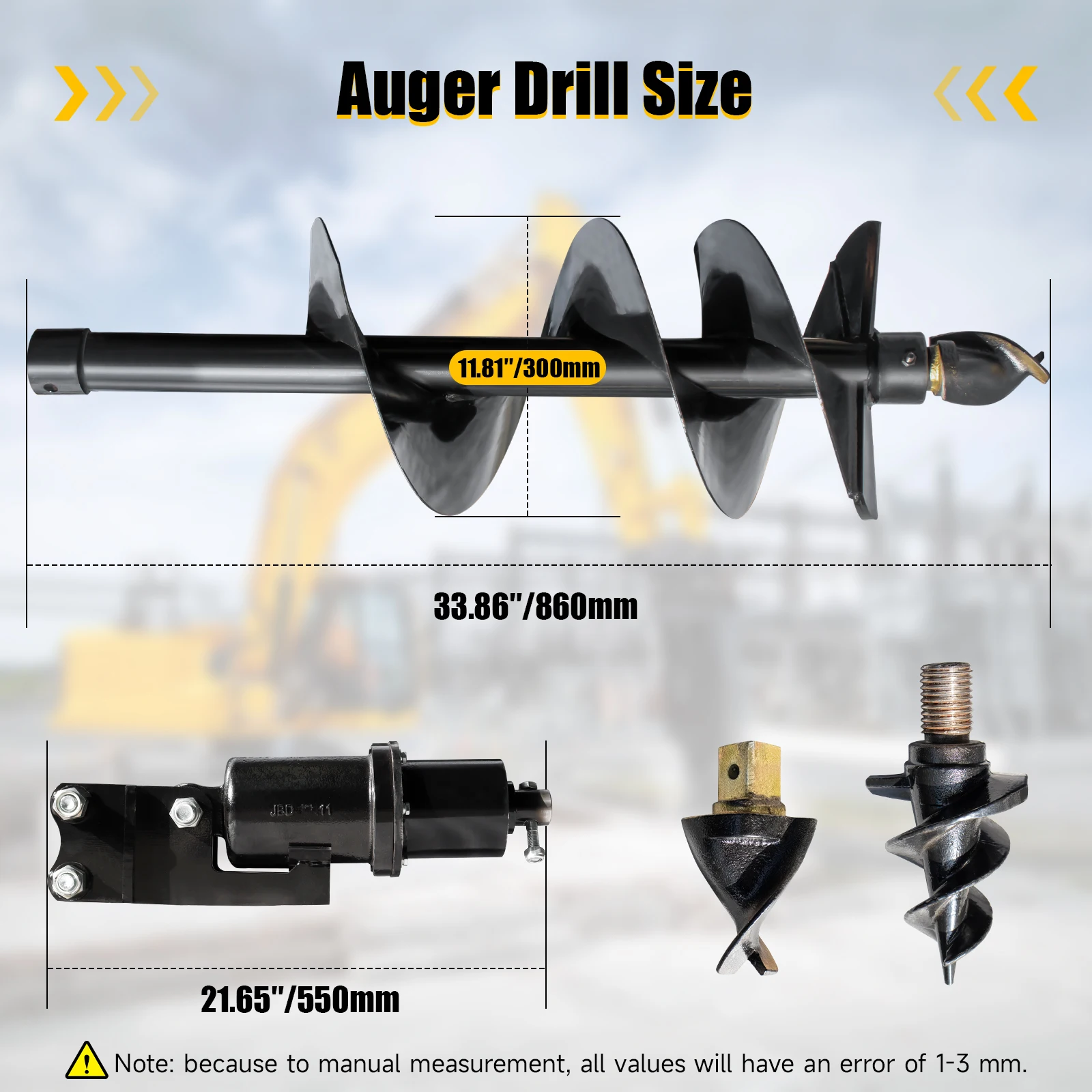 300mm Diameter Auger Drill for 1Ton-1.5Ton Mini Excavator Small Digger USA SHIPPING