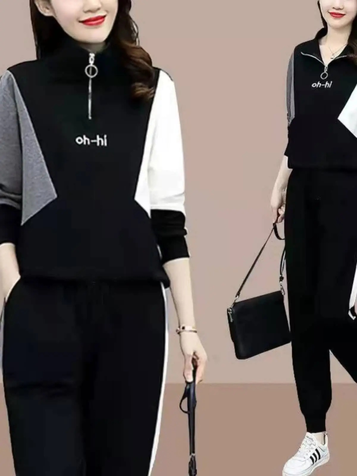 

Модный повседневный корейский комплект: худи и брюки свободного кроя, облегающий, из двух предметов, женский, весна-осень, новинка