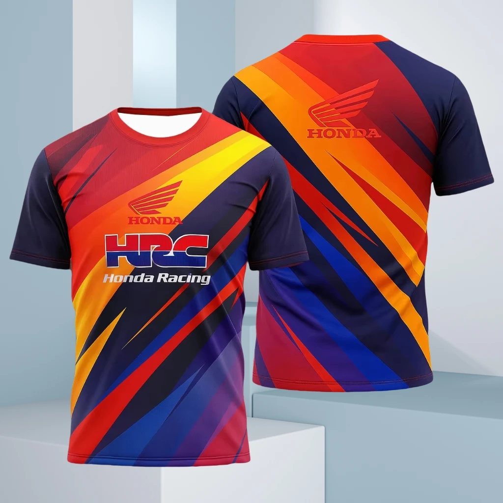 

Лето 2029, новинка Honda HRC, гоночный костюм для езды на мотоцикле, дышащая быстросохнущая футболка с круглым вырезом и короткими рукавами для верховой езды на открытом воздухе