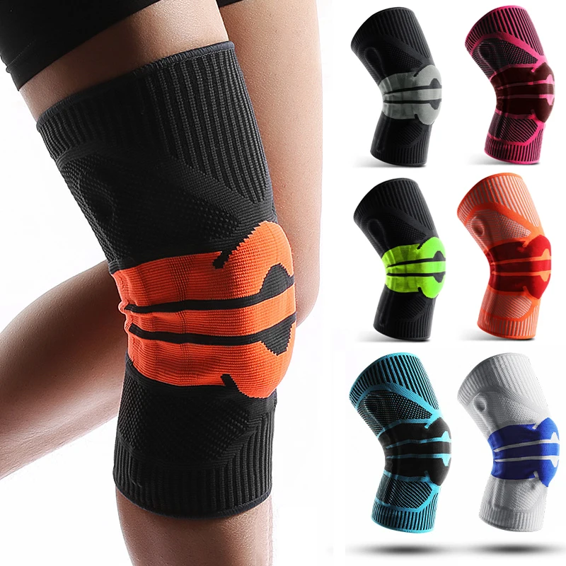 1PC Sports Kneepad Men Spring Support Knee Pads Silicone Fitness Gear Basketball Volleyball Football Brace Protector Dropship