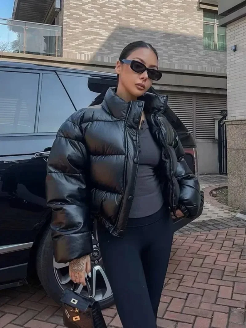 Winter Coat Ladies Parker Coat Shiny Surface Warmth Thick Thick Cotton Casual Loose Women's Jacket Ladies Belted Jacket  New