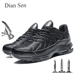 Diansen-zapatos de seguridad impermeables para hombre, botas de trabajo con punta de acero, ligeras, amortiguación de aire, antigolpes, zapatillas de construcción