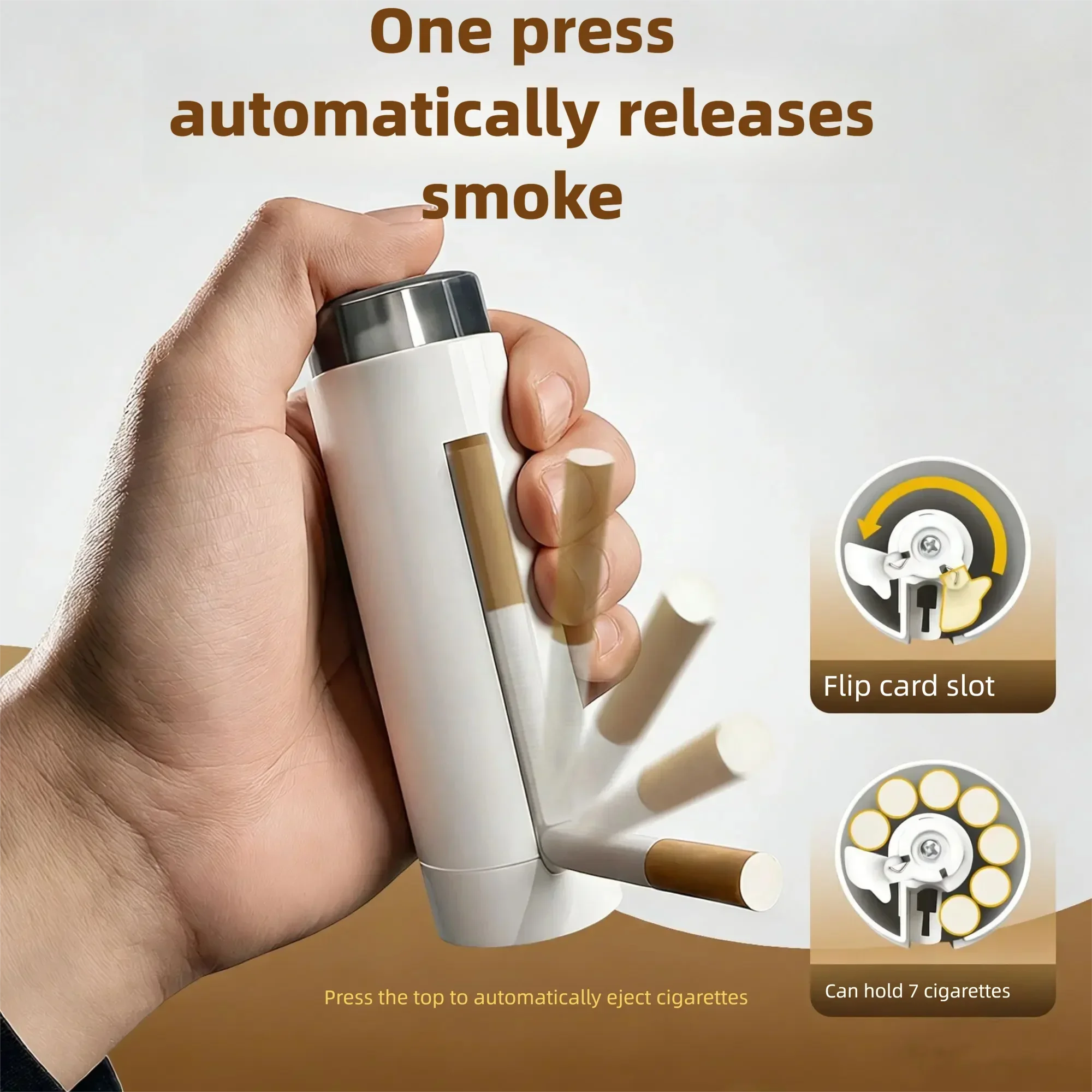 Automatic Pop-Up Cigarette Case with 7-Slot Storage – One-Touch Eject, Portable VPC Plastic Smoke Holder for Men & Women