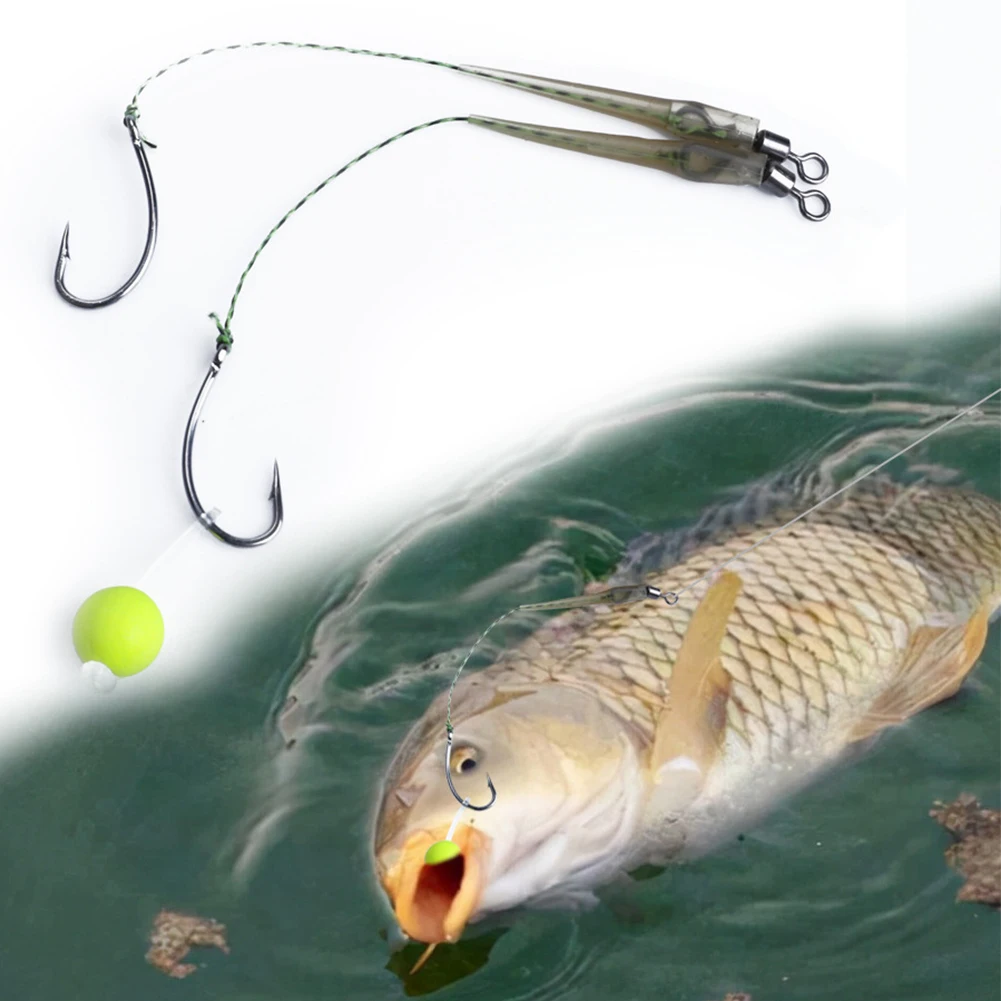 Carp Fishing Hooks Hair Rigs With Line Europe Feeder Ready Made Boilies Bait Cage Line Group Fishing Tackles Accessories