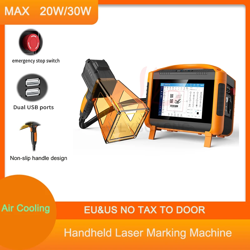 

MAX Laser 20W 30W Mini Wireless Handheld Lithium Battery Scanner Fiber Laser Nameplate Marking Machine Fiber Laser Engraver