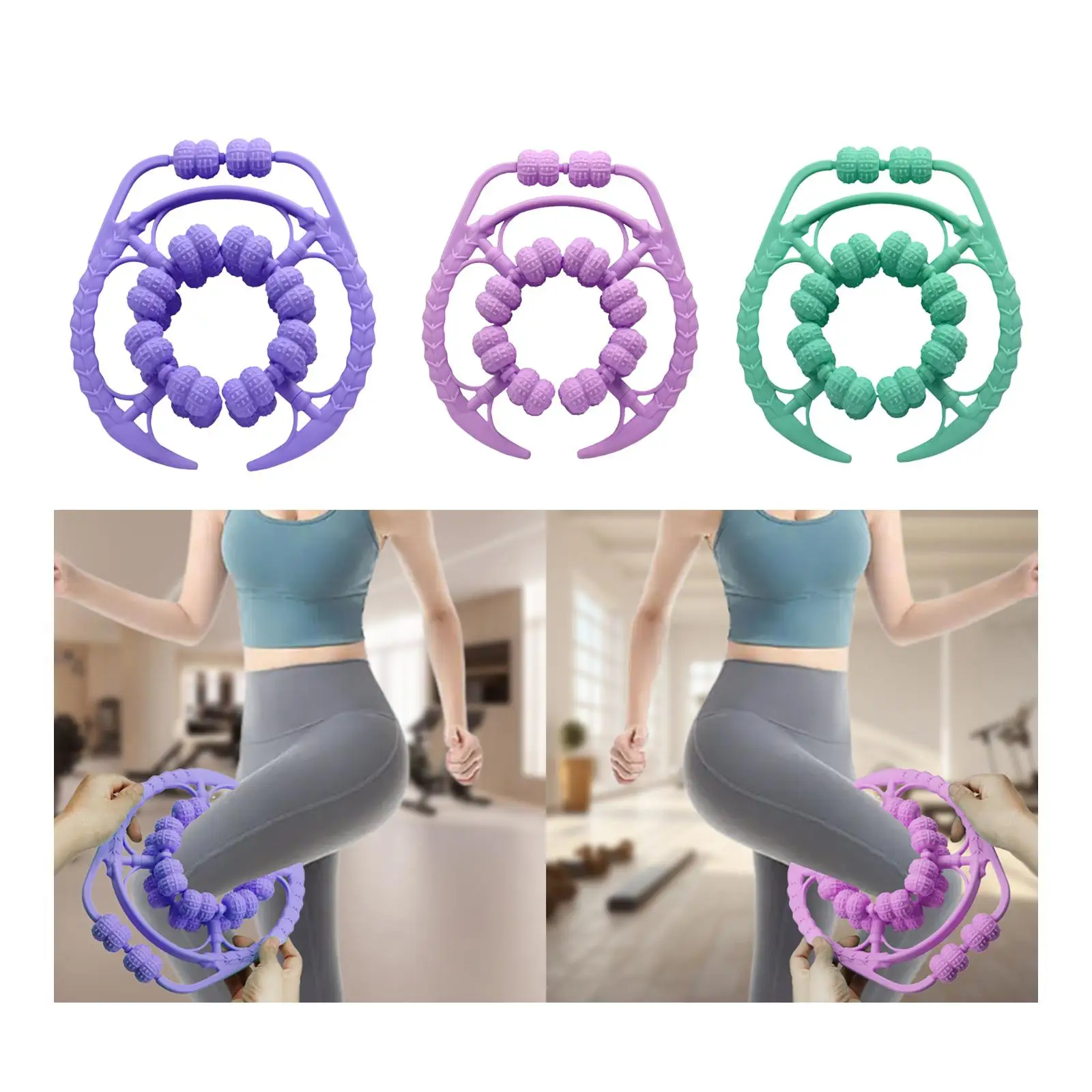 

Leg Massage Roller Calf Massage Tool Circular Leg Clamp Lightweight 36 Wheels Hand Held for Gym Arm Sports Yoga