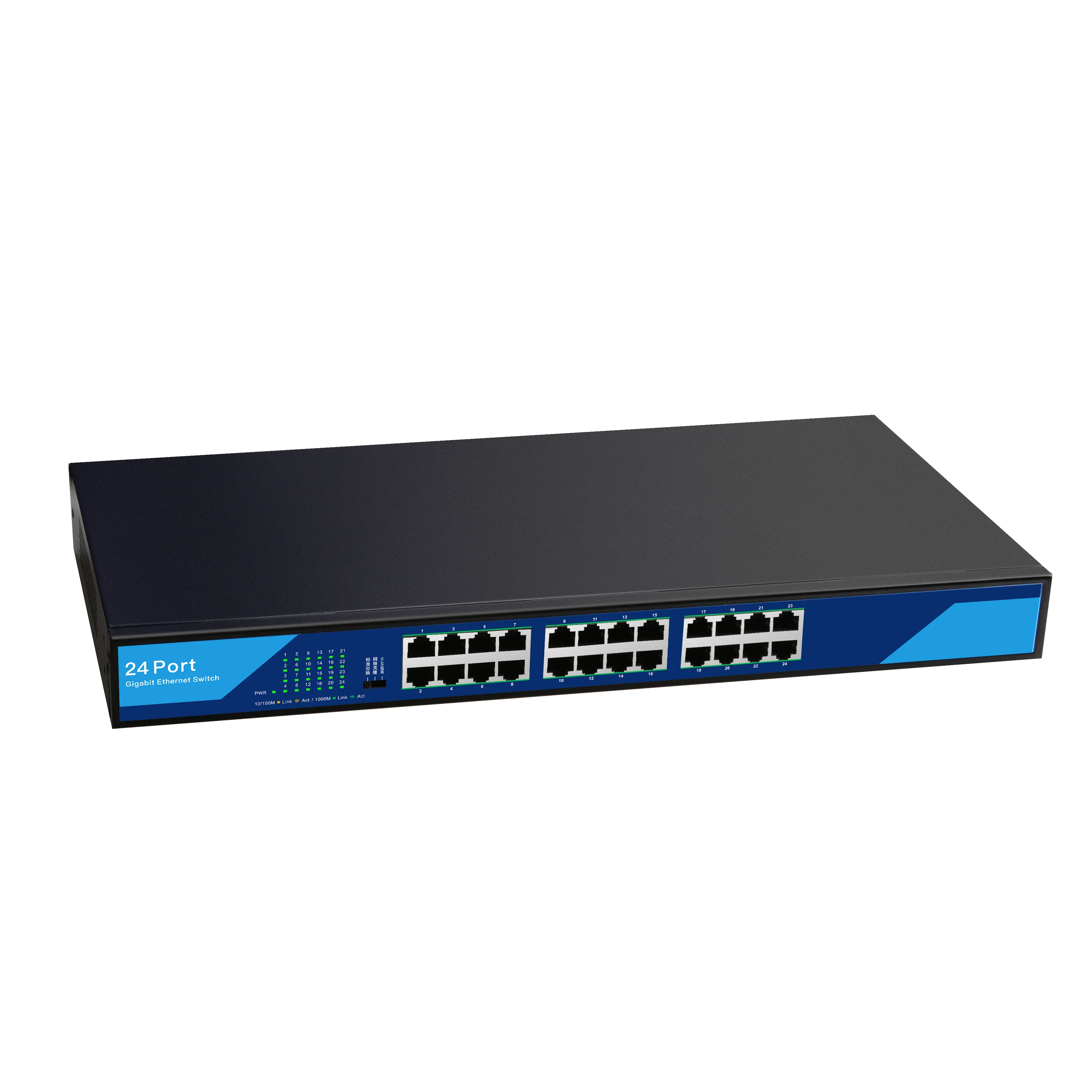 

24-портовый неуправляемый Ethernet-коммутатор 10/100/1000 Мбит/с, крепление в стойку, полногигабитный сетевой коммутатор с железным корпусом