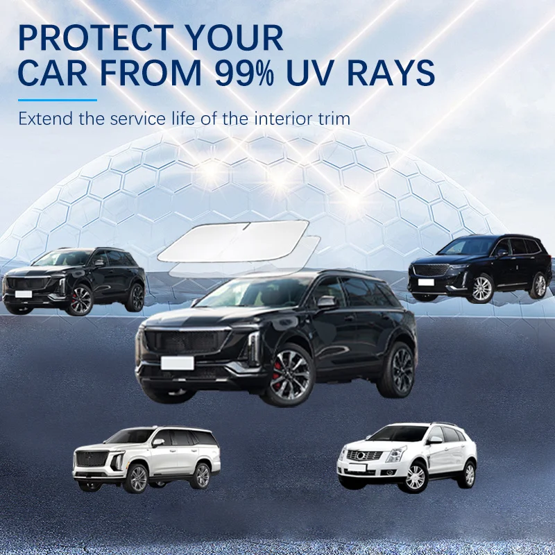 

Car Windshield SunShade Sun Visor Foldable Parasol Blocks UV Rays For Cadillac XT5 XT6 XT4 GT4 Escalade IQ