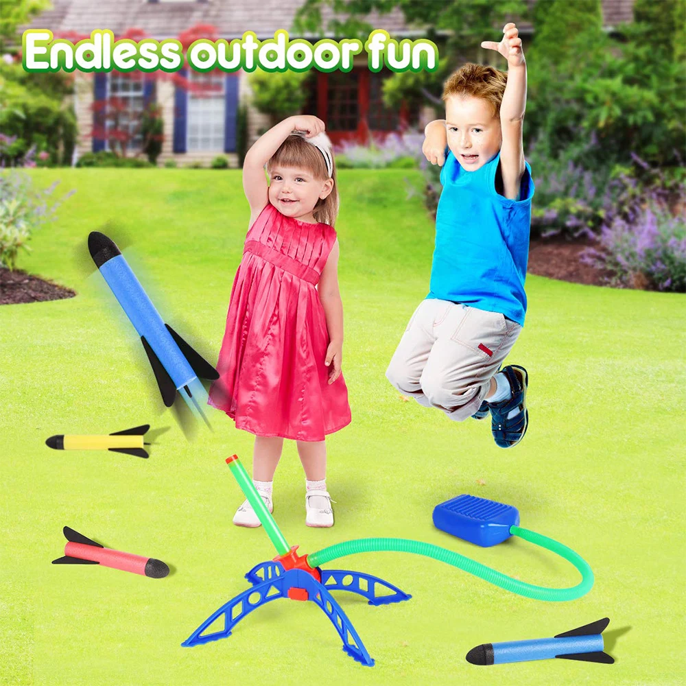 Kid Air Rocket Foot Pump Launcher Outdoor Air Pressed Stomp Soaring Rocket Toys Child Play Set Jump Sport Games Toys For Childre