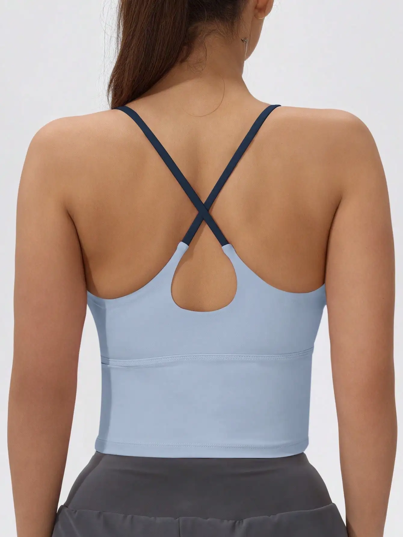 FItfemme Women's  Crisscross - Back Sports Tank Top - Quick - Dry, with Padded Cups - Ideal for Yoga, Gym & Running image 3