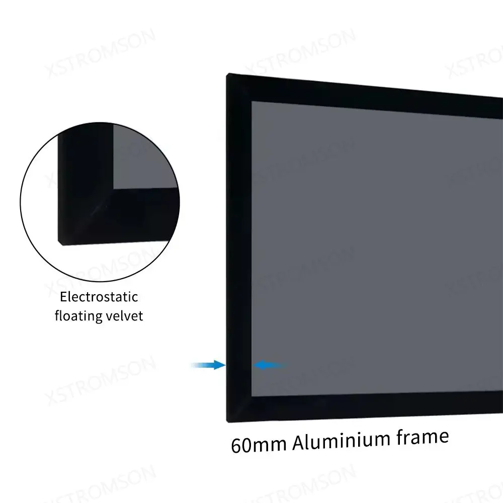 3D Cinema Screen 300-inch 16:9 Flat Fixed Frame Projector Screens High Brightness Gray Crystal ALR Short/long Throw Projection