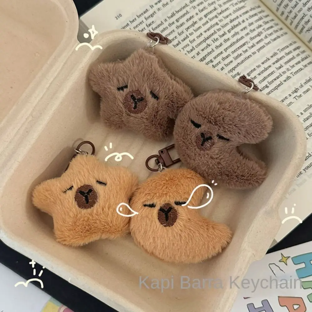 Soft Capybara Plush Keychain Stuffed Cartoon Capibara Doll Plush Keyring Simulation Pentagram Hape Chirping Kapibara Pendant