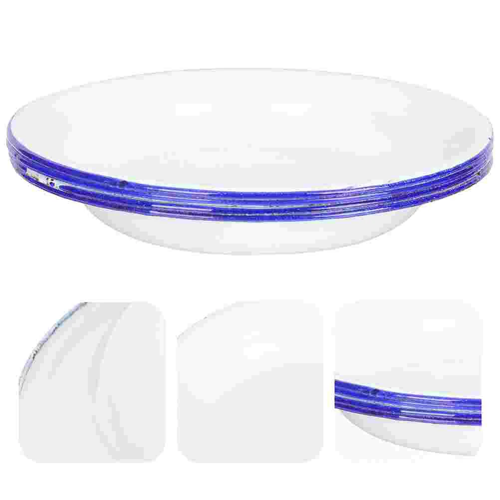 

4 Pcs Enamel Plate Set Vintage Style Multi Function Fruit Dishes Perfect for Hotel Restaurant Home Sturdy Easy to Clean