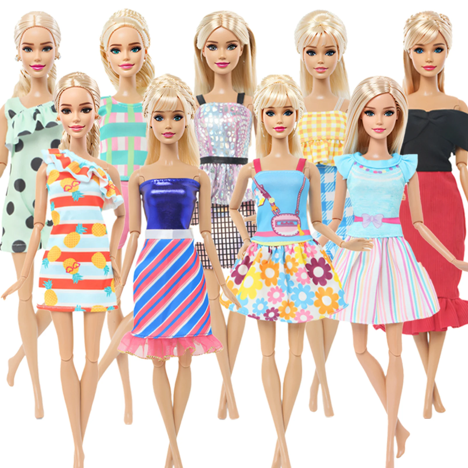 5 Set/Lot Pretty Girl Doll Clothes Dating Dress Casual Wear Mini Gown Skirt Print Outfit for 11.5\'\' Doll 30cm Kids Handmade Toy
