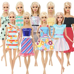 5 Set/Lot Pretty Girl Doll Clothes Dating Dress Casual Wear Mini Gown Skirt Print Outfit for 11.5'' Doll 30cm Kids Handmade Toy