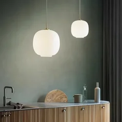 Nordic Glass Sphere LED Pendant Lights for Dining Room Food Tables Study Bedroom Chandelier Home Decor Hanging Light Fixture