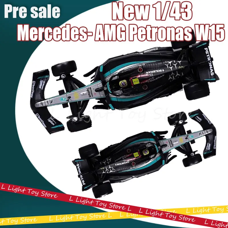 Новая модель автомобиля Bburago 1:43 Mercedes-Amg Petronas W15 2024 # 63, Джордж Рассел # 44 Льюис Хэмилтон F1 с игрушкой в акриловой коробке шлема