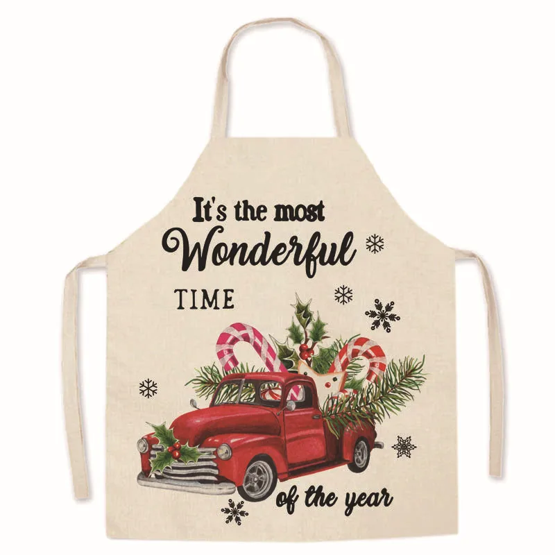 Christmas decoration apron anti-oil and anti-fouling cotton  linen  kitchen restaurant cooking baking barbecue bib