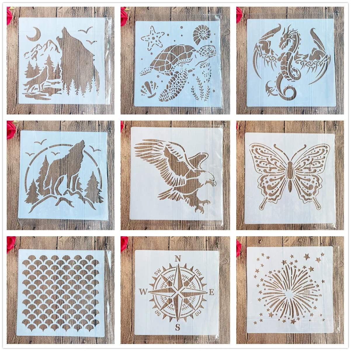 20 *20 cm  animal diy craft mandala mold for painting stencils stamped photo album embossed paper card on wood, fabric, wall