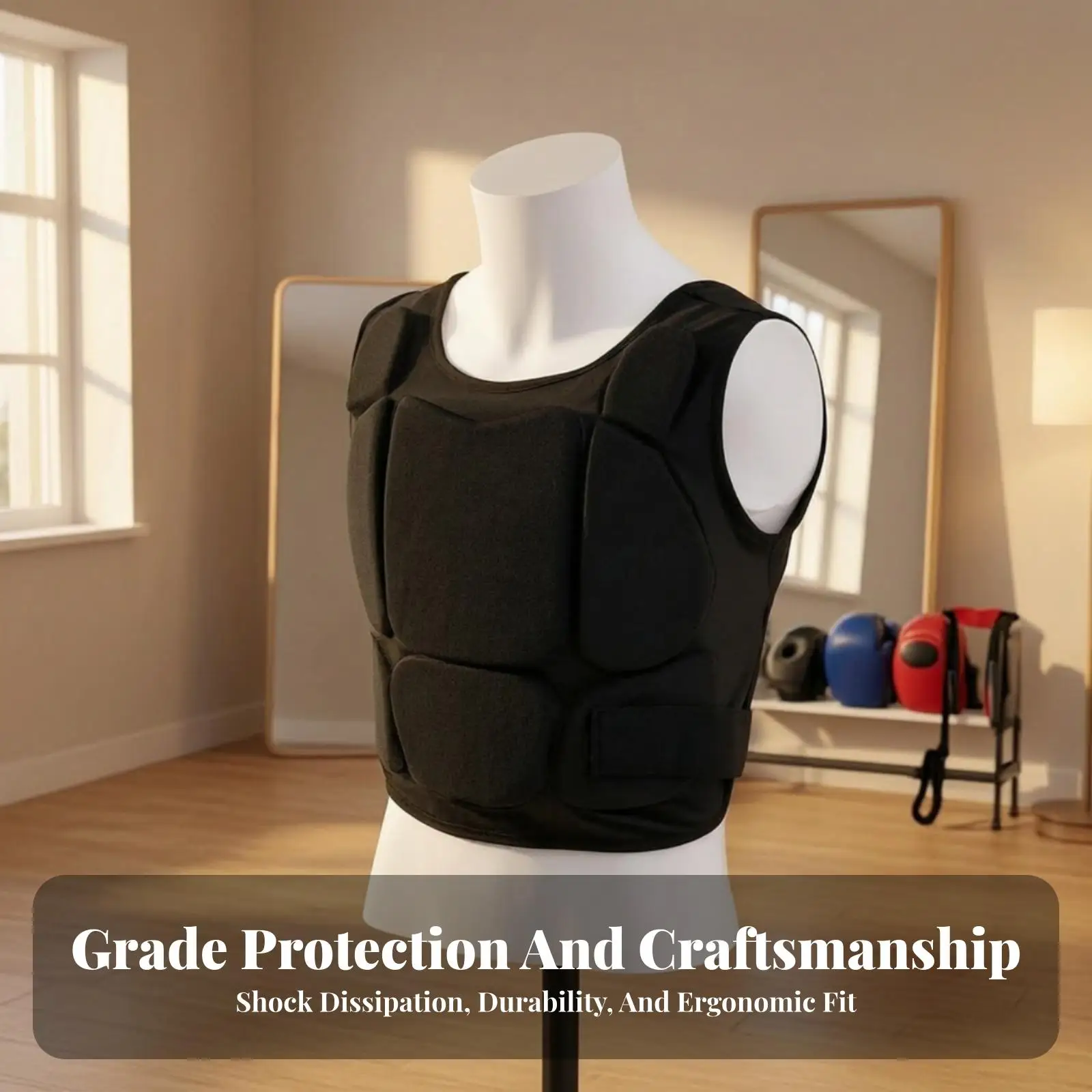 Adjustable Karate Breast Protection Vest Lightweight Polyester Foam Padding for Taekwondo Fencing Chest Guard for Women Men