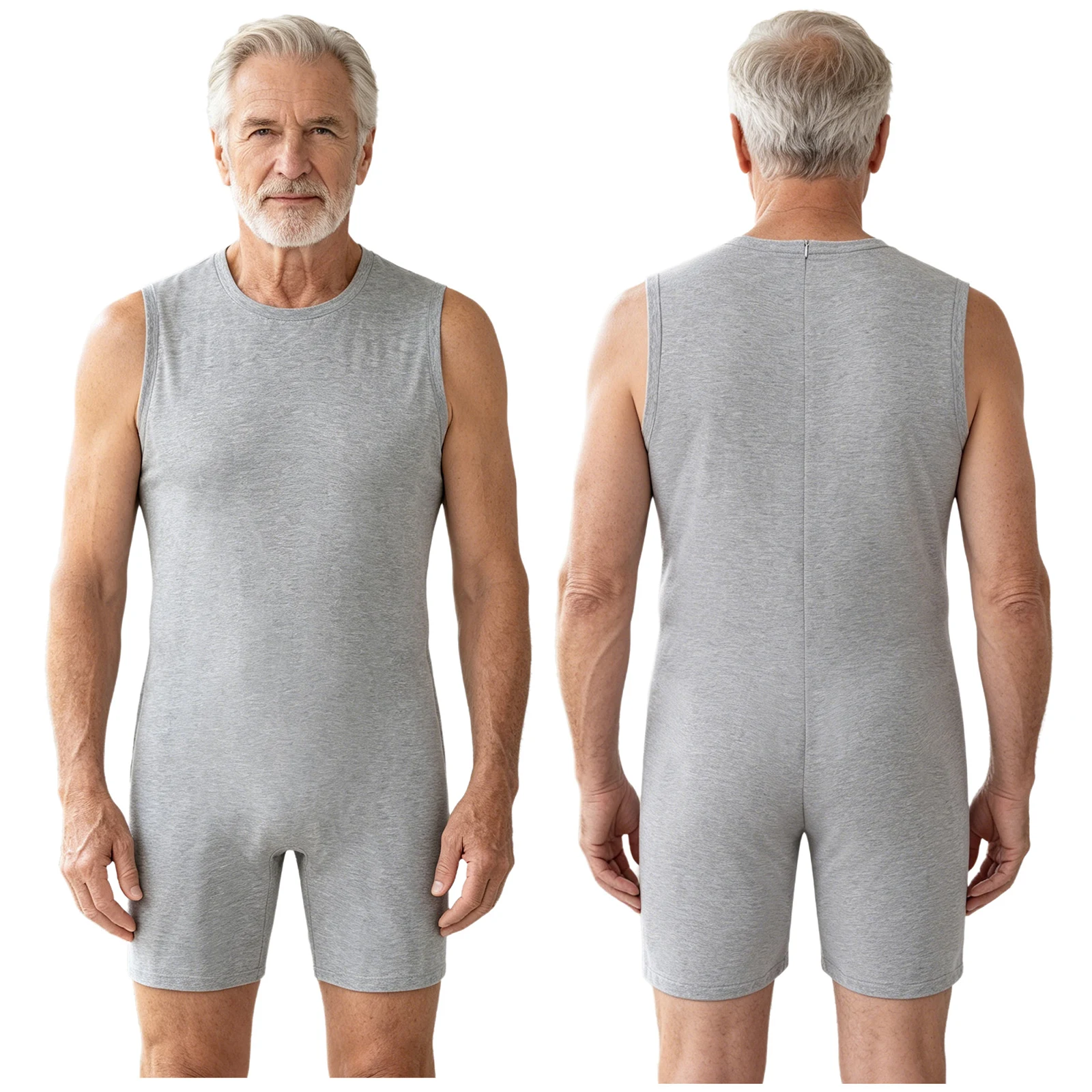 Adult Anti-strip Adaptive Jumpsuit Sleeveless Back Zipper Rompers Sleepwear Homewear for Elderly Alzheimer ASD Special Needs