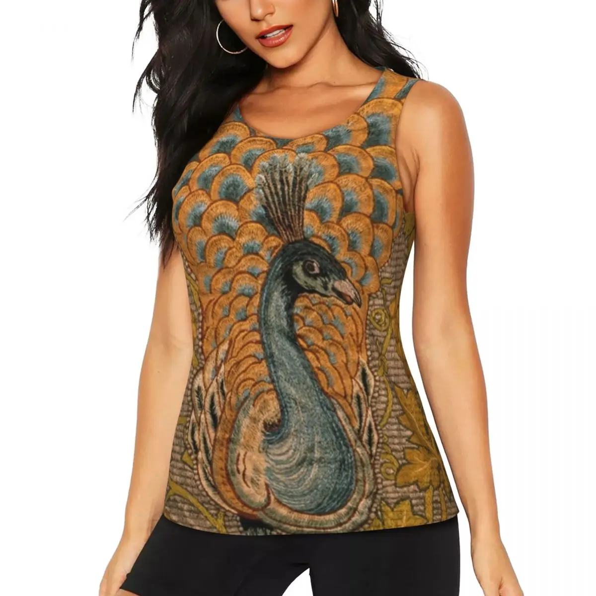 Custom William Morris Peacock And Vine Detail Workout Tank Tops Women Quick Dry Sleeveless Bohochic Vintage Yoga Shirt