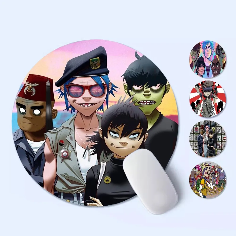 

Gorillaz Mousepad 20x20cm Round Desktop Desk Mat Kawaii Gaming Accessories Students Writing Pad Mouse Pad for PC Desk Pad