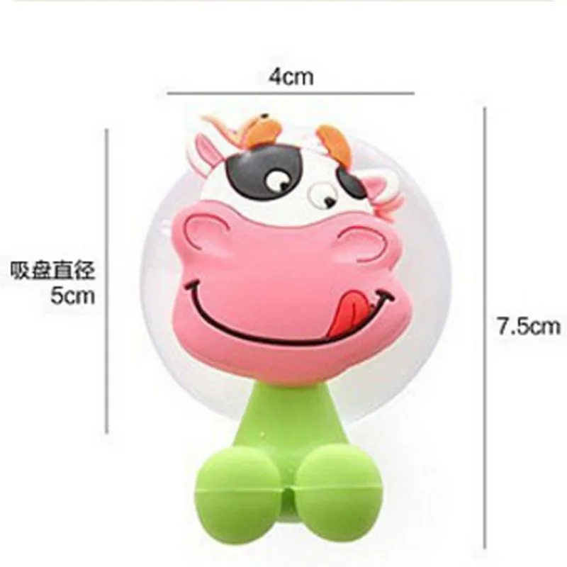 Creative Cartoon Animal Scratch Free Strong Suction Cup Toothpaste Toothbrush Holder Hook Without Punching Storage Hanging Rack