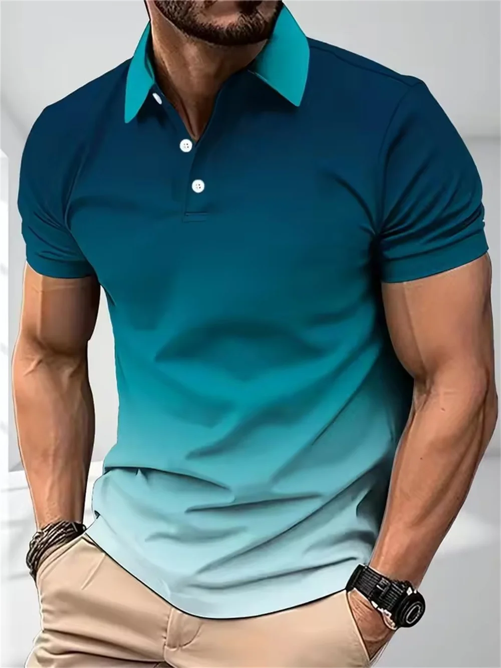 

Fashion Tie-dye Gradient Men's Polos T-Shirts Summer Short Sleeve 3D Print Street Comfort POLO T Shirt 6XL Plus Size Casual Tops