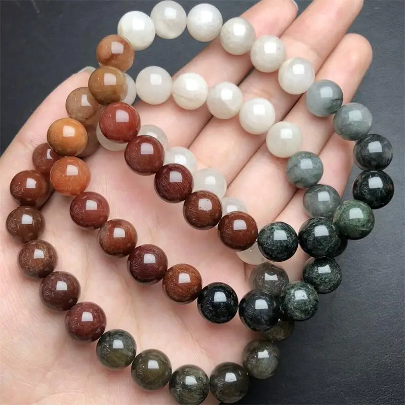 9.5MM Natural Colored Rainbow Rabbit Hair Quartz Bracelet Healing Fengshui Stone Fashion Jewelry For Women Holiday Gift 1PCS