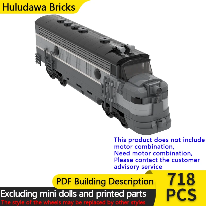 

City Car Model MOC Building Bricks Railway F7 Passenger Locomotive Modular Technology Children Holiday Gifts Assemble Toys Suit