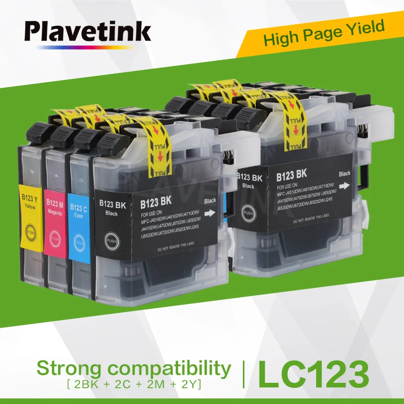 Plavetink متوافق مع خراطيش الحبر لأخيه LC 123 MFC J4410DW J4510DW J870DW DCP J4110DW J132W J152W J552DW طابعة LC123XL