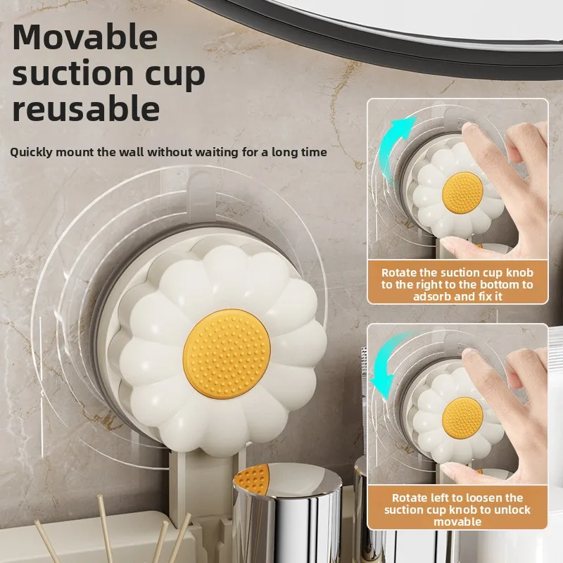 Rak Kotak Penyimpanan Kosmetik Silikon Pengisap Pengatur Bumbu Terpasang Di Dinding Tanpa Pengeboran Penyimpanan Dinding Pengatur Dapur