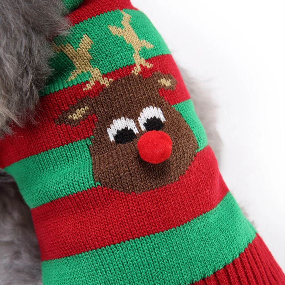 

Christmas Sweater Clothing Party Costume Stripe Design Puppy Dog Clothes Durable Comfortable Easy Wear Outdoor Walking Jogging