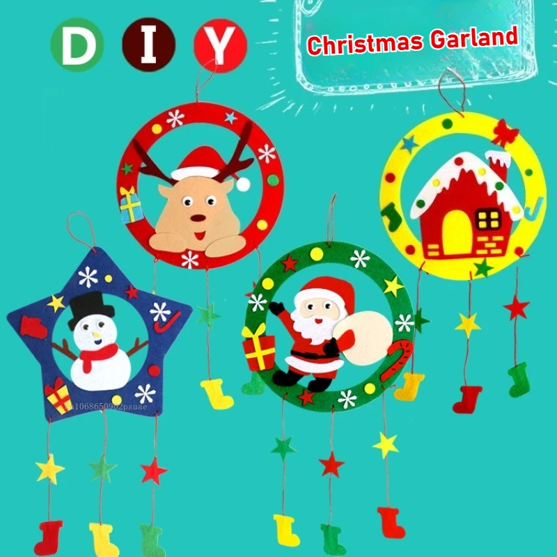 Children DIY Handmade Craft Kits Christmas Wreath Decor Kids Creative Materials Kits Puzzle Craft Educational Toy Xmas Gift 2026