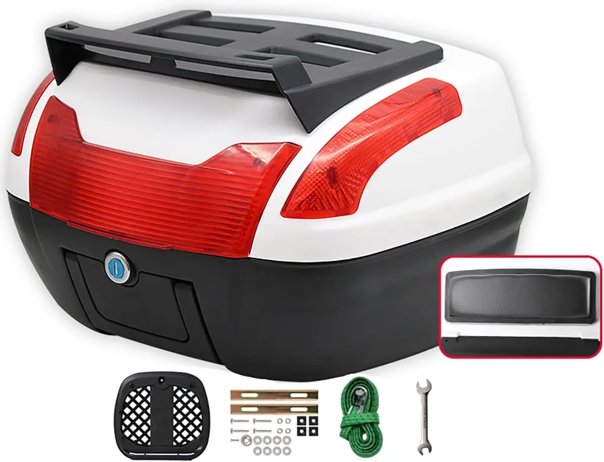 

Верхний чехол для мотоцикла, хвостовая коробка для мотоцикла, багажник для скутера, верхний замок для хранения, запираемый водонепроницаемый пластиковый чехол с переноской