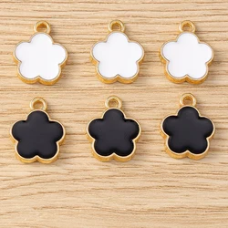10pcs 11x13mm Cute Enamel Flower Charms Pendants for Jewelry Making Drop Earrings Necklaces Bracelets DIY Crafts Accessories
